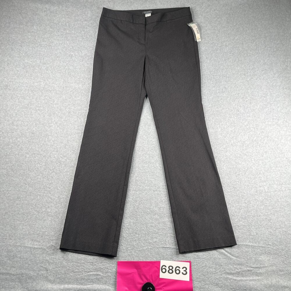 Convington Essentials Pants Gray Herringbone Print Womens Size 8 casual NEW NWT